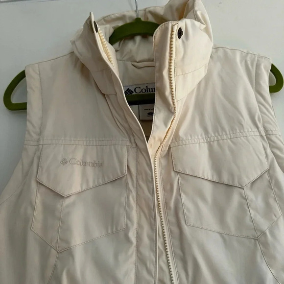 Columbia Down Feather Puffer Vest Women's Ivory Zip Pockets Outdoor. Sz: M. - Picture 3 of 13